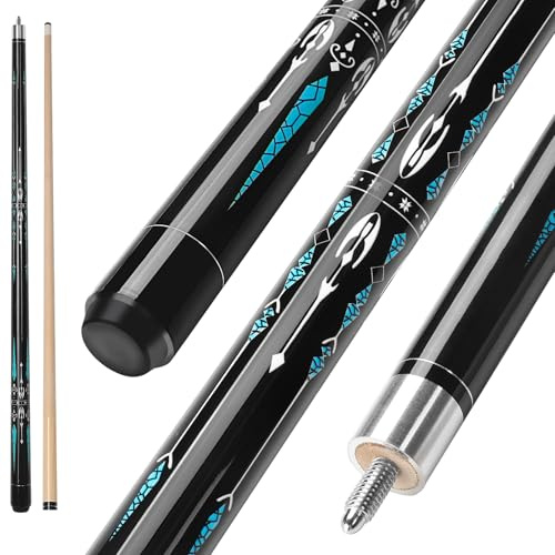 Winucue Pool Cue, 148 cm biljardköpinne 2-delad lönn trä pool köpinne 18 19 20 63 dl för barhus biljardbord sport (blå 567 g)