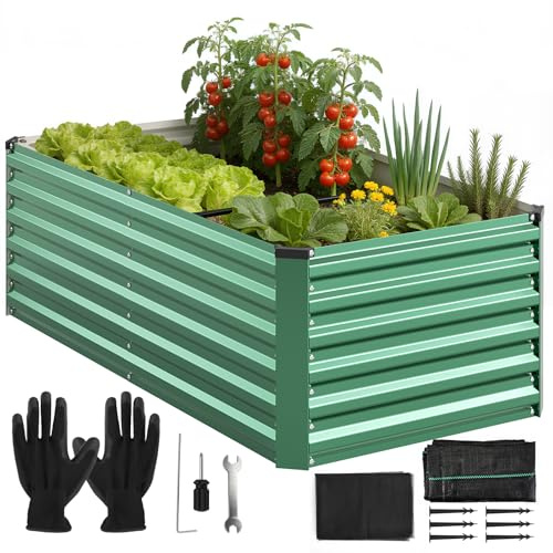 Lubirayi Metal Bancales Huerto para Jardín 240 x 120 x 60cm - Mesa de Cultivo Huerto Urbano Exterior Terraza y Balcón | Metal Huerto Urbano Decorativo para Verduras, Hierbas y Plantas de Tomate