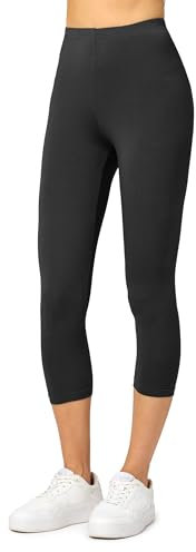 Merry Style Damen Leggings 3/4 Capri Leggings aus Viskose MS10-144 (Schwarz, XS)