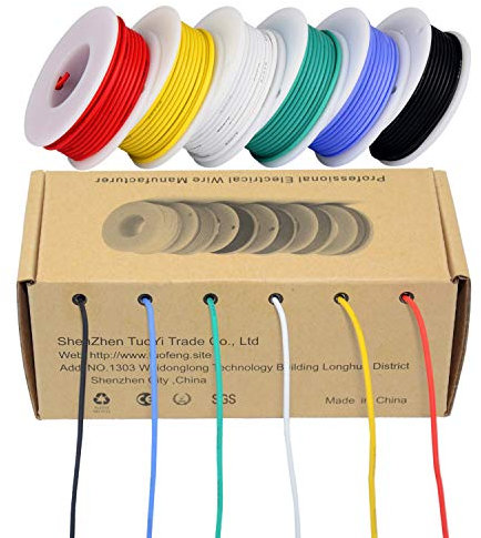 TUOFENG 24 AWG Elektronik kabel set 0,20mm² Flexibler Silikon Leitungen Draht,Jede Farbe 9 Meter Spulen,300V Litzen Verzinnter Kupferdraht