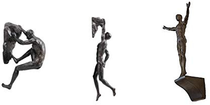 Haute Collage Ascent: 3-Piece Climbing & Reaching Wall Sculpture Set in Bronze Colour Rock Climbers Figurines Wall Hanging Trio Men Poly Resin Figures Modern Large Ornaments