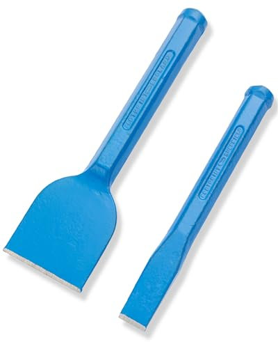 Footprint Bolster and Cold Chisel Set - Essential Heavy Duty Hand Tools for Builders, Bricklayers and DIY. Fully Forged for Superior Strength. Use on Brick, Mortar, Plaster, Floor, Stone.