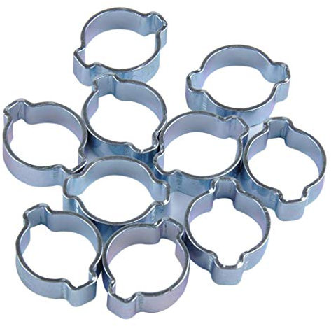 perfk 10pcs de Tuyau Clips Réglable à Double Oreille de Taille 17–20mm en Acier Colliers de Serrage pour Réservoir de Gaz, Tube d'automobiles