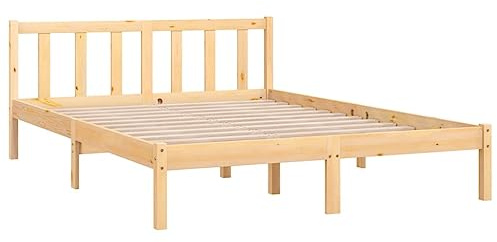 vidaXL Estructura de Cama Dormitorio Habitación Muebles Mobiliario Cuarto Descanso Robusta Duradera Doble RU 135x190 cm Madera de Pino