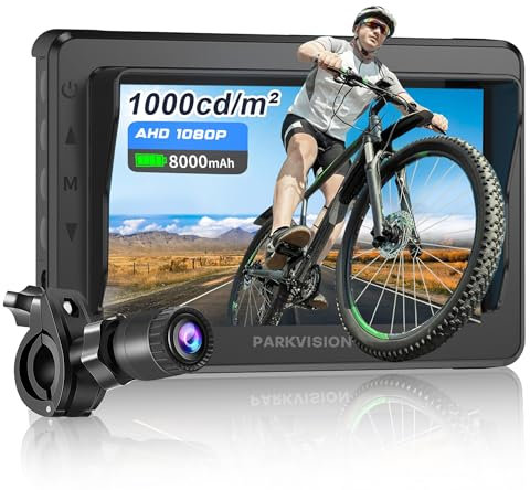 PARKVISION Fahrradspiegel mit Blendschutz, Fahrrad Rückfahrkamera mit Real 4,3 AHD 1080P Monitor, 360° Verstellbarer Drehbarer Klammer mit Ausgezeichneter Nachtsicht Fahrradlenkerspiegel