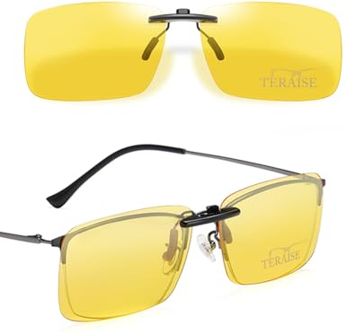 TERAISE Polarisé Vision Nocturne Clip Lunettes De Soleil Anti - Éblouissement Uv400 Pour Les Hommes Femmes Conduite Voyage Outdoor Sports (Jaune)