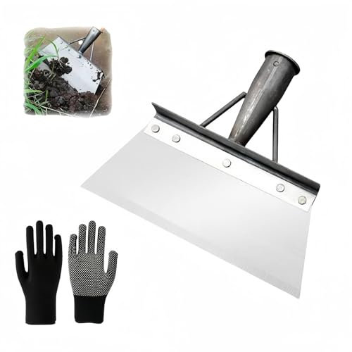 LeKuni Multifunktionale Reinigungsschaufel mit Fäustling, Quadratische Rasenkantenstecher- Flache Schaufel Aus Manganstahl, Ohne Stange, Hochleistungs-Gartenschaufel Zum unkraut entferner gerät(25CM)