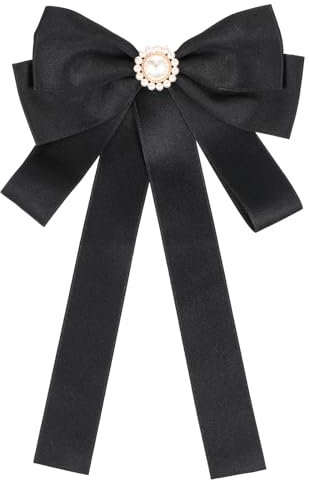 AOZUO Fliege für Frauen, vorgebundene Bowknot Fliege Clip auf Strass Band Brosche Perle Fliege Krawatte Krawatte für Uniform Shirt Hochzeit Cosplay