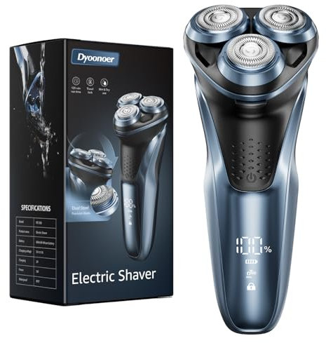Rasierer Herren Elektrisch, Dyoonoer Elektrorasierer Herren, IPX7 Wasserdichter Nass- und Trocken-Wiederaufladbarer Bart Rasierer mit Ausklappbarem Trimmer und Reisesperre