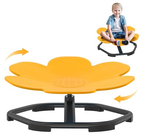 LARS360 Autisme Chaise pivotante pour enfant - Carrousel sensoriel - Carrousel - Équilibre - Carrousel - Appareil de physiothérapie - Jouet sensoriel - Tabouret pivotant en forme de fleur - Jaune