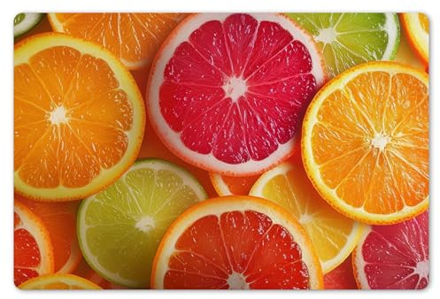 KitchenYeah© Set di Tovagliette Colazione Lavabili 6 Pezzi 45x30 cm Tovaglietta Americana in Plastica Colorata Antiscivolo Design Moderno Frutta - Colorata - Primo Piano
