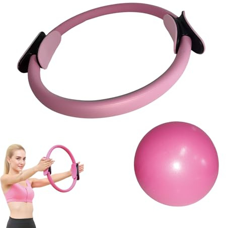 Pilates Ring and Ball Set, Pilates Ring Fitness Trainer, Booty Bands Stretching Equipment Pilates Mini Exercise Ball for Legs Arms and Thighs, Workout at Home Workout Equipment Women