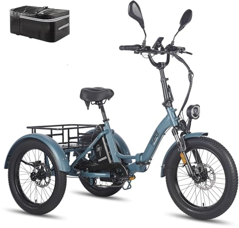 Fafrees F20 Mate E-Bike 3 Rad Klapprad COC [ Offiziell ] 48V 21Ah Akku 115KM E Bike Damen, Elektrofahrräder 65N.m, Fat Ebike Herren 20 Zoll, E Lastenfahrrad IPX5, für Erwachsene & Senioren