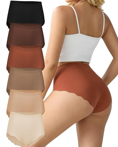 TDONE Mutandine senza cuciture da donna, traspiranti, a vita alta, biancheria intima senza cuciture, comode, senza VPL, morbide e traspiranti con bordi ondulati, mutandine a copertura completa