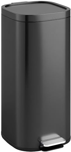 HOMCOM 30L Kitchen Bin with Lid Compact Pedal Bin Soft-Close Black