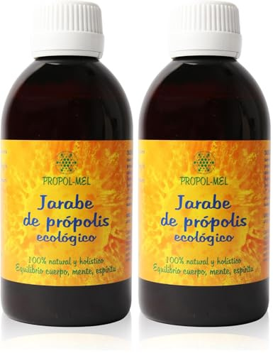Propol-Mel - Sirop de Propolis Bio | 250 ml | Antiseptique Naturel et Anti-inflammatoire | Pour la Toux et le Mucus dans la Gorge | Sans Gluten | Fluidifie le Mucus | Lubrifie la Gorge (Lot de 2)