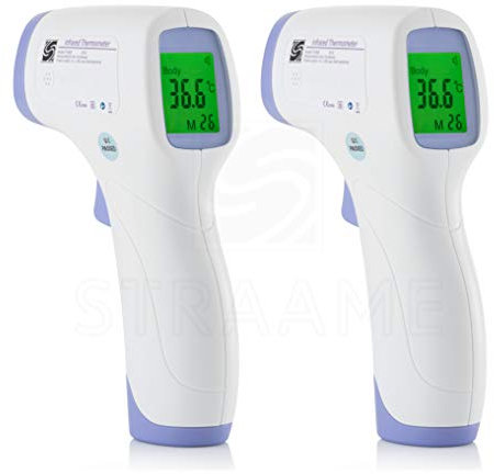 Straame No Touch Infrared Forehead Thermometer | Thermometer Suitable for Baby and Adult | Indoor and Outdoor | Use with Instant Read | for Fever, Medical Digital Body (PCS 2)