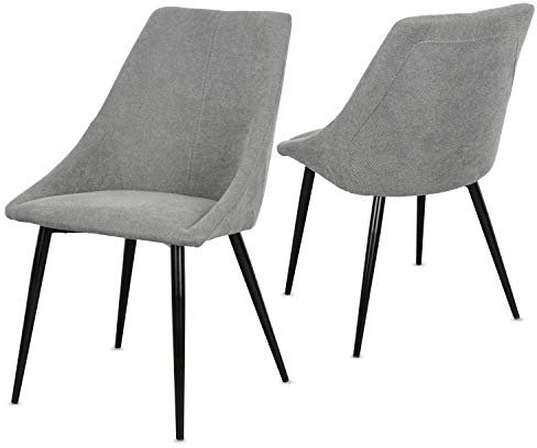 Staboos CH80 Esszimmerstuhle 2er Set Polsterstuhl bis 150 kg - Strapazierbarer Stoff Sessel - Polsterstuhl (Zink)