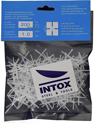 INTOX Lot de 200 croisillons de carrelage blancs de 1 mm de large pour la pose de carrelage
