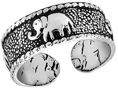 Bague d'orteil en argent sterling 925 avec trois éléphants joyeux