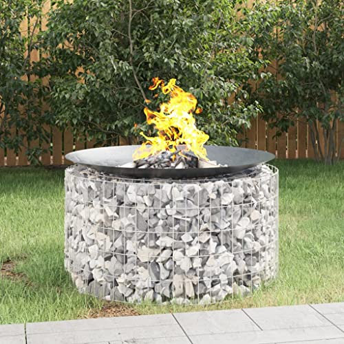 Furniture Set Gabion Fire Pit 脴 100 cm Galvanised Iron