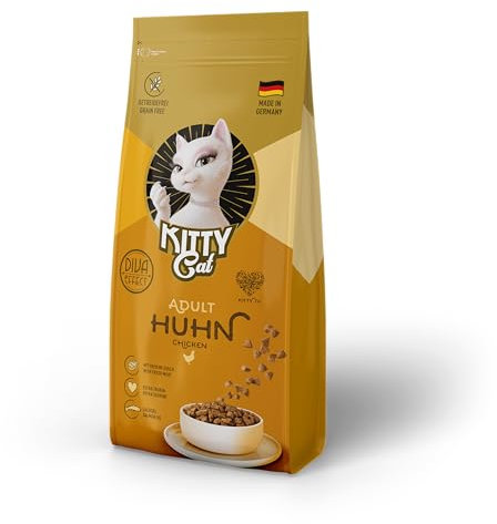 KITTY Cat Huhn Adult, 3 kg, Trockenfutter mit hohem Fleischanteil für ausgewachsene Katzen, getreidefreies Katzenfutter mit Taurin und Lachsöl, Made in Germany