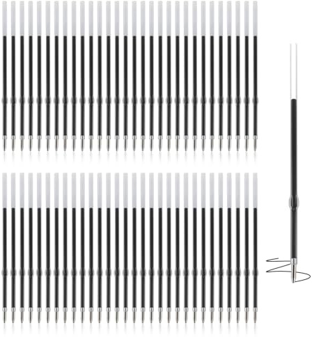 60 Stück Kugelschreiberminen Schwarz, Kugelschreiber Ersatzminen für Druckkugelschreiber, Universal Einziehbare Stiftminen, 1,0 mm Strichstärke, 98 mm Länge, Ideal für Büro, Schule und Zuhause