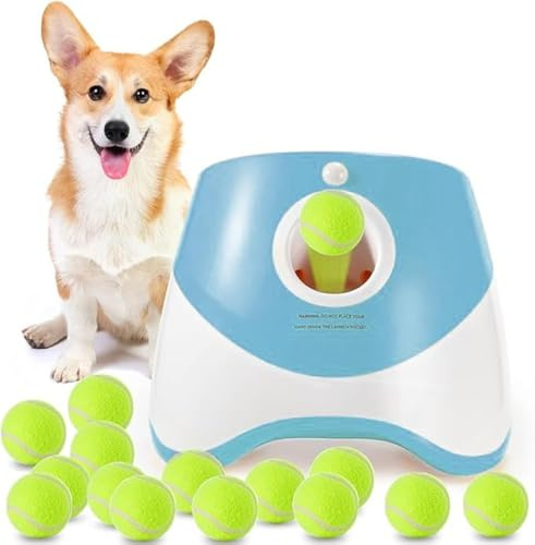 MEKAPLE Lanzador automático de pelotas para perros, máquina lanzadora de pelotas para perros con 3 distancias de lanzamiento de 10 a 30 pies, juguetes interactivos para perros pequeños en interiores y