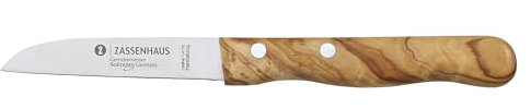 Zassenhaus Gemüsemesser | Olivenholz | Küchenmesser für Obst und Gemüse | Kurze Klinge aus Edelstahl | Zum Putzen und Schneiden | 18 × 1,7 × 1,3 cm | Klingenlänge: 7,5 cm, Silber