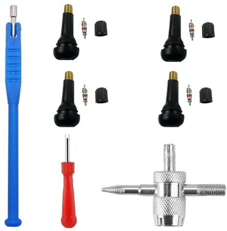 COZERI 7 Pièces Demonte Valve Pneu, Outil de Démontage de Valve de Pneu avec pour Voiture et Moto, Kit Complet pour Valves Tubeless et Noyaux de Valve, Accessoires Pratiques pour Montage et Entretien