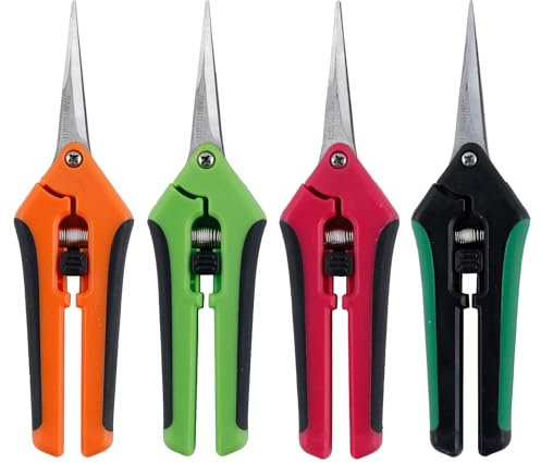 BDHYYM Lot de 4 sécateurs de jardin, sécateurs, ciseaux à bonsaï, ciseaux de récolte, sécateurs à plantes, sécateurs de jardin, petits ciseaux de culture, petits sécateurs pour branches d'arbres,