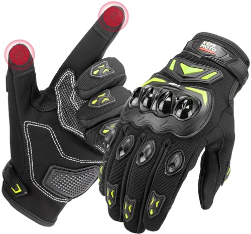 KEMIMOTO Guanti Moto Estivi, Guanti da Motociclismo Touchscreen per Uomo e Donna con Protezione Nocche Rigide, Ideali per Sport, Ciclismo, Scooter e Attività all'Aperto
