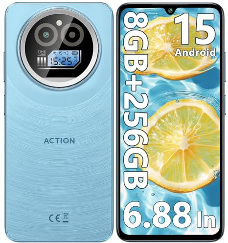 IIIF150 Action A5 Pro Telefonos Moviles Libres Android 15, 8GB(3+5) + 256GB/1TB Teléfono Móvil, 6,88 HD+ 1 Trasera, 5100mAh/10W, Cámara 16MP+5MP Móvil, 4G Dual SIM GPS/Fingerprint/OTG/3.5mm Jack