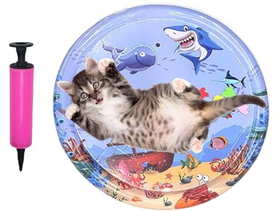 Generico Coussin rafraîchissant pour chats – tapis circulaire interactif antichaud, coussin de jeu pour sol, piscine, sommeil, plage, voyage en plein air