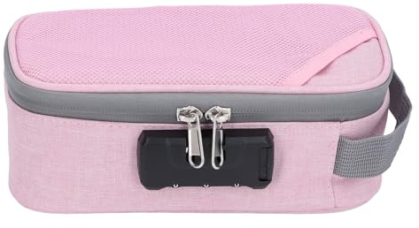 Qudinip Borsa Antiodore con Serratura, Organizer Portatile Antiodore Al Carbone Attivo per Viaggi, Viaggi D'affari e Campeggio, con Serratura a Codice (Rosa)