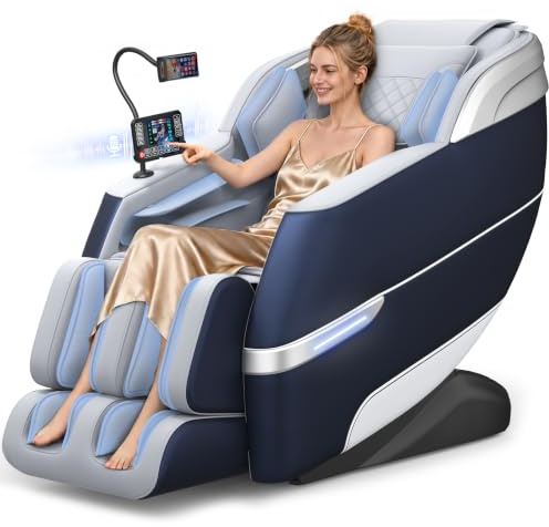 YONISEE 4D Full Body Massage Chair Zero Gravity, Professional SL-Track | Body Scan, 5 Massage Techniques, 16 airbags, Heated, Voice control, Bluetooth, Foot Massage, Back & Neck Relax Recliner