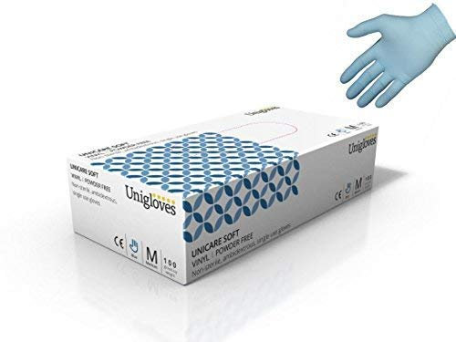 We Can Source It Ltd - Vinyl Powder Free Latex Free Large Disposable Gloves – Blue Examination Gloves with Comfortable Fit – Food Handling, Cleaning, Medical Use – Durable and Safe - Box of 1000