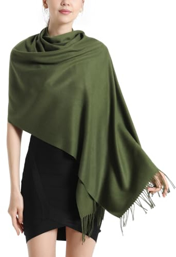 vimate Shawls and Wraps,Soft Plain Color Dark Green Pashmina Shawl Wrap for Womans/Ladies(UK-Dark Green)