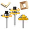 qipuneky 3 Tlg Oberfräser Set, 6.35mm Hartmetall Router Bits, 45° Leimfugenschnitt Fräser, für Oberfräser, Holzbearbeitung