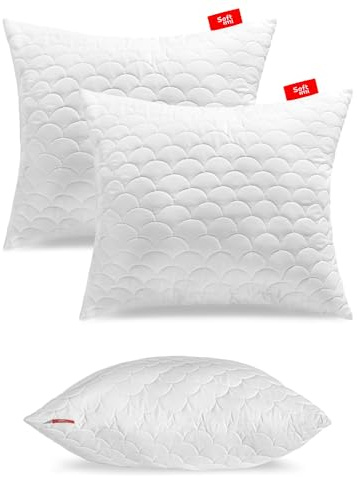 Quiltad premiumkudde SOFTIMI – antiallergisk – anti-kvalster – luktlös kan användas omedelbart – med hårdhetsjustering (set om 2 70 x 90 cm)