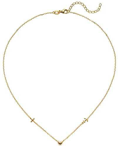 Jobo Damen-Halskette Glaube Liebe Hoffnung aus 925 Sterling Silber vergoldet 43 cm