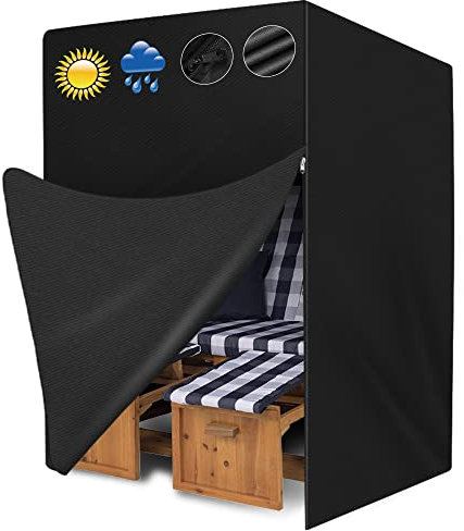 Molbory Strandkorb Schutzhülle Winterfest, Strandkorbhülle 420D Oxford Strandkorb Abdeckung Wasserdicht Strandkorbplane Strandkorb Wetterfest (135x105x175/140cm)