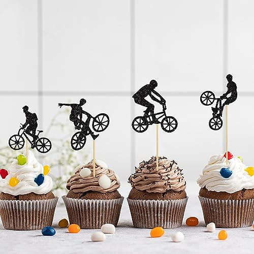 CYUaoao 31 Stücke Fahrrad Kuchen Deko Junge Tortendeko Topper Cupcake Topper Glitter Geburtagsparty Fahrradparty Dekoration Kuchen Deko für Junge Mann