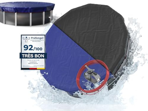 Planenfux® Copertura invernale per piscine rotonde Ø 550 cm (500-550 cm) | Copertura 2-in-1 rotonda in materiale PE da 200g/m² | Resistente ai raggi UV per estate e inverno | Telo solare | Ø610 cm