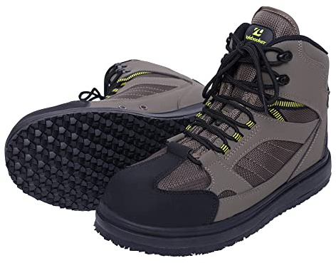 Kylebooker Men's Fishing Hunting Wading Boots Lightweight Anti-Slip Waders Shoes WB001 Green (Rubber Sole,UK13.5)