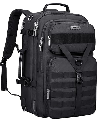 WITZMAN Reiserucksack Herren Groß 45L Nylon Reisetasche Rucksack 3 In 1 Tasche Fit 17 Zoll Laptop Rucksack für Reise Weekender Trip（B688 Schwarz）
