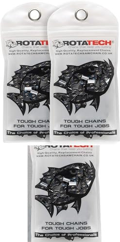 Rotatech 3 Chaînes de tronçonneuse de 35 cm Pas, 3/8 LP 1.3mm 50 Maillons d'Entraînement. Compatible avec Oregon, Einhell, Dolmar, Ryobi et plus