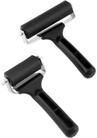 QWORK® Rodillo de goma, rodillo de pegamento, Herramientas de Impresión, Tinta y Estampado, 6 cm+10 cm