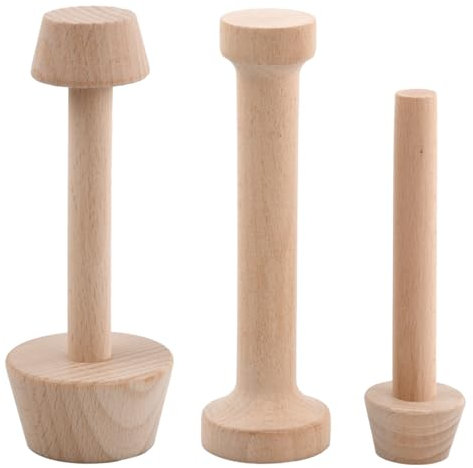Azonelife 3 Pieces Wooden Tart Tamper Set Double-Side Egg Tarts Tamper Pastry Tools Eggtart Mold Dough Press Tart Tamper DIY Cake Pastry Tool for Pie Kitchen Cheesecakes Dessert Baking