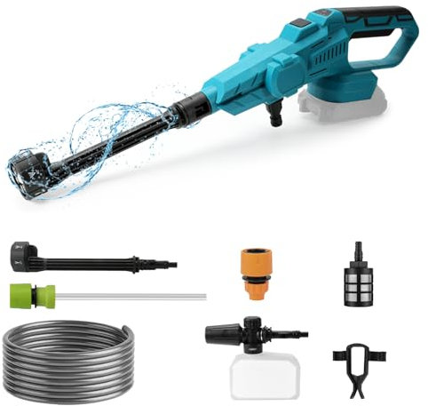 Akku Hochdruckreiniger,100 BAR für Makita 18V Akku Tragbarer Hochdruckreiniger,Bürstenloser Motor,380L/H(6.3L/min),mit 15000mA Batterien,für Auto, Haus, Rasen, Garten, Zaun ﻿ (Ohne Akku)